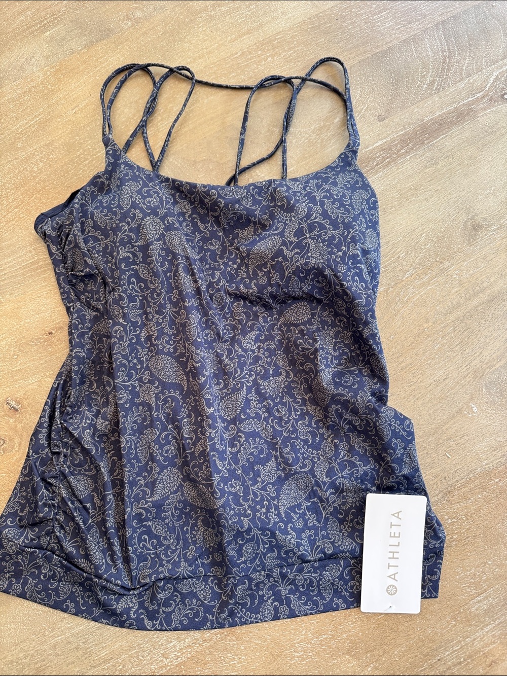 Athleta Navy Blue Paisley Strappy Camisole Swim